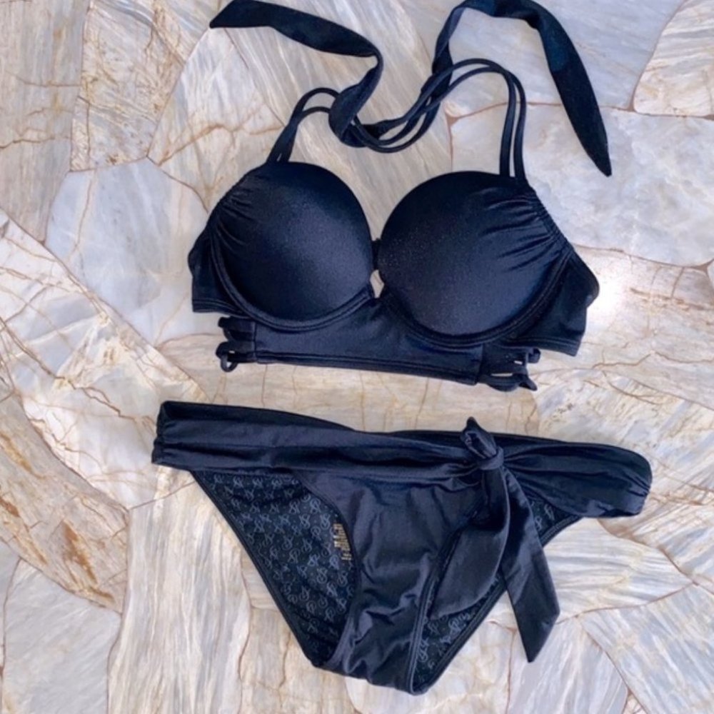 32B Small 2 Pc Set Rare Victoria's Secret‎ long line bombshell swim top